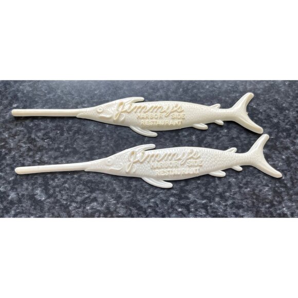 Vintage 1978 Lot of 7 Jimmy's Harbor Side Restaurant Boston Swizzle Stick Drink - Picture 5 of 10